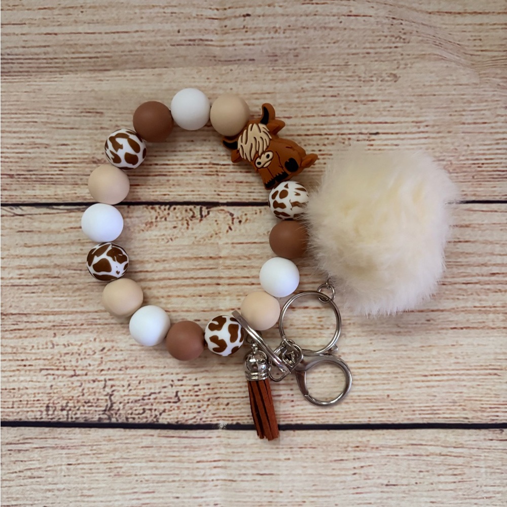 Cow Silicone Keychain Wristlet for Women / Girls